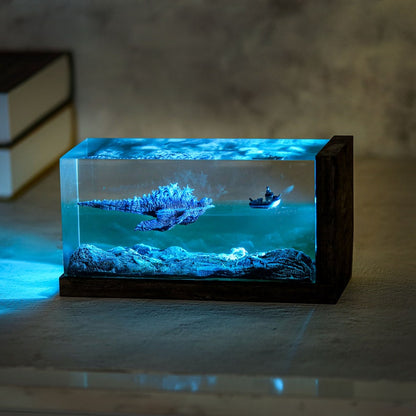 Swimming GODZILLA Epoxy Lamp