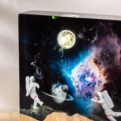 Astronauts in Interstellar Space Epoxy Lamp-Rectangle