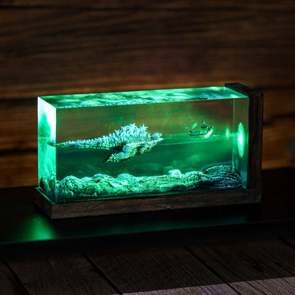 Swimming GODZILLA Epoxy Lamp