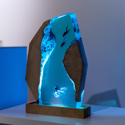 Scuba Diver Resin Lamp hexagon