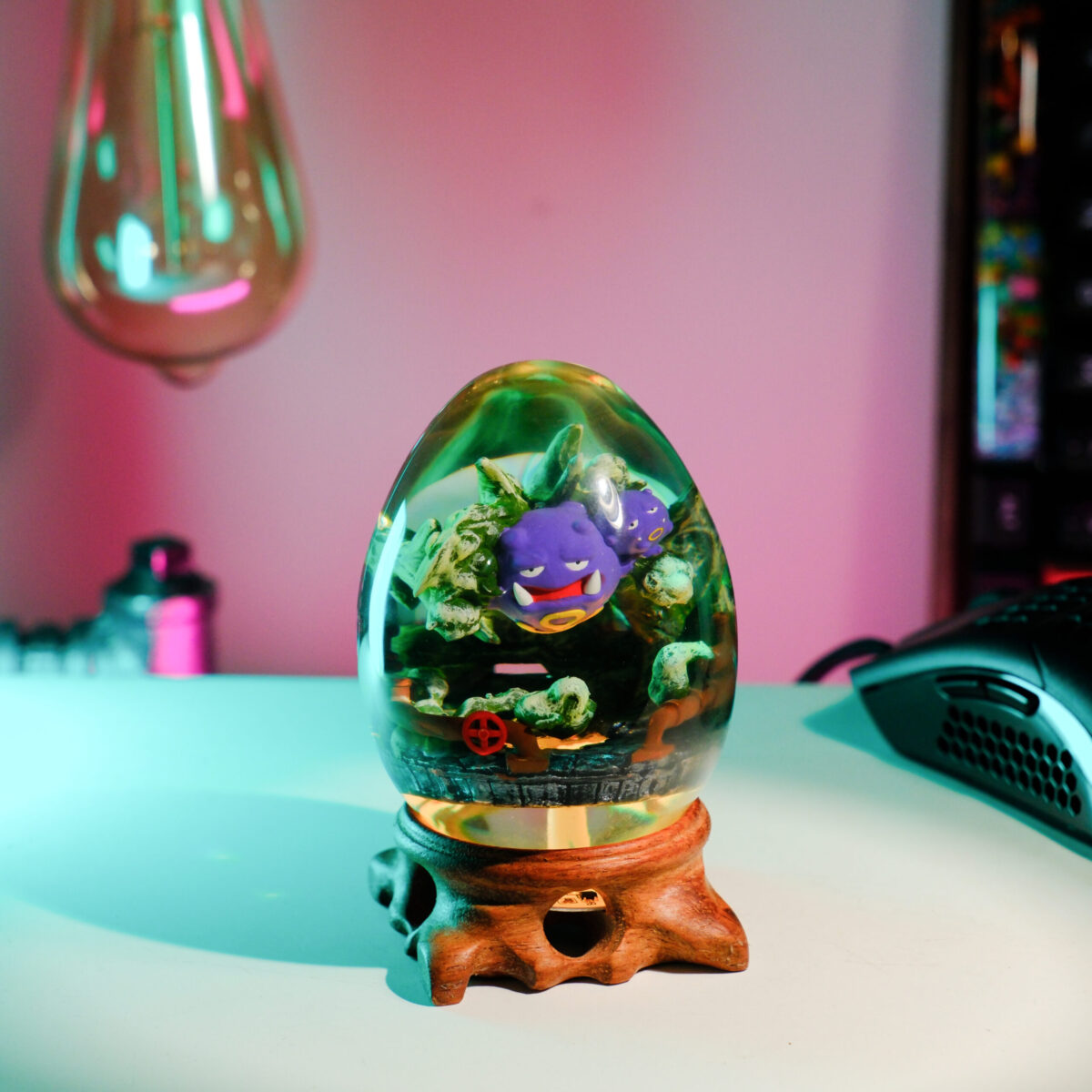 Weezing Pokemon Resin Lamp Egg