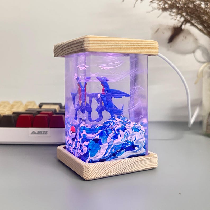 Garchomp Pokemon Resin Epoxy Lamp, Night Light