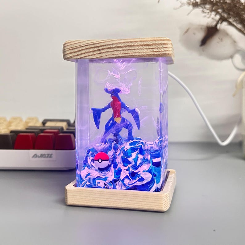 Garchomp Pokemon Resin Epoxy Lamp, Night Light